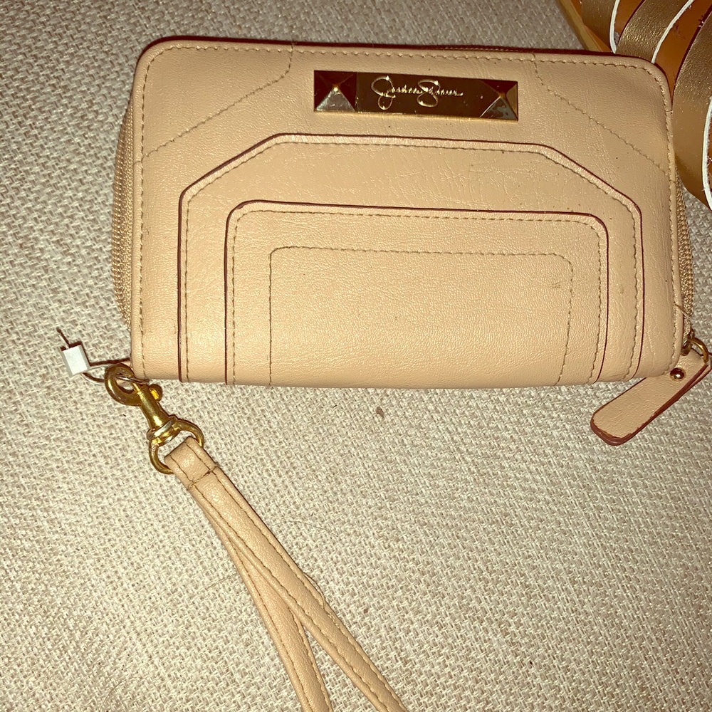 Never used tan leather wristlet